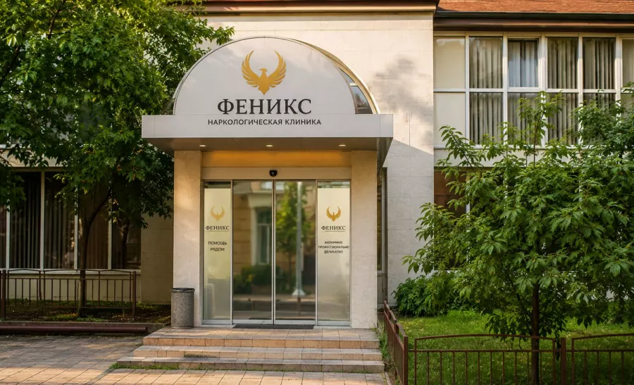 Вход в наркологическую клинику «Феникс» в Карабанове